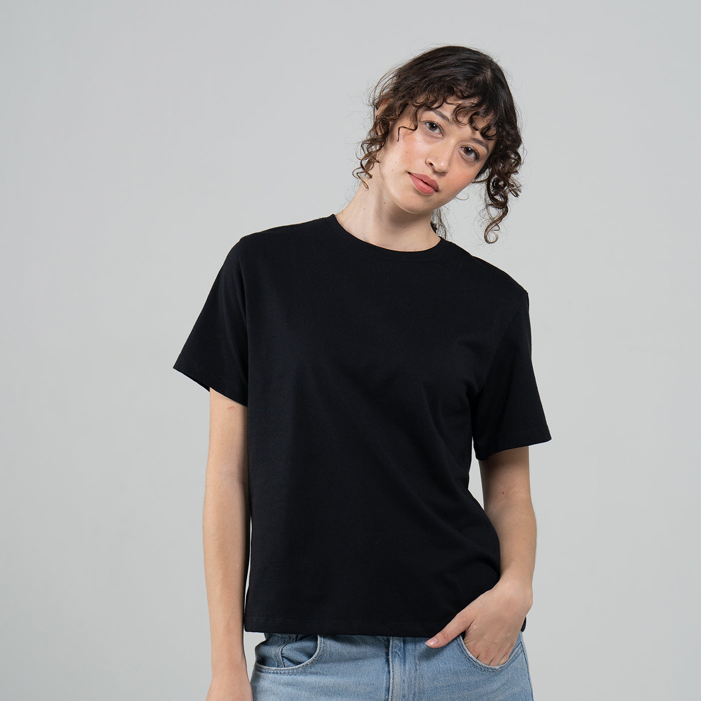 Camiseta Básica Negra Adulto Mujer