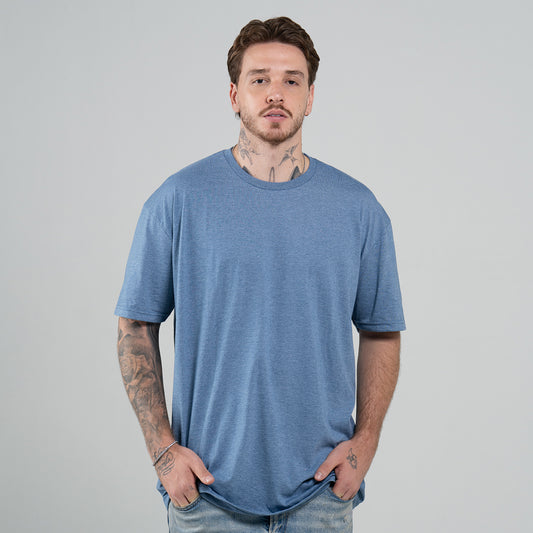 Camiseta Básica Adulto Unisex Ring Spun Azul Índigo Jaspe Gildan Ref. 64000