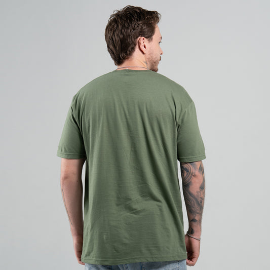 Camiseta Básica Adulto Unisex Ring Spun Su Verde Militar Gildan Ref. 64000