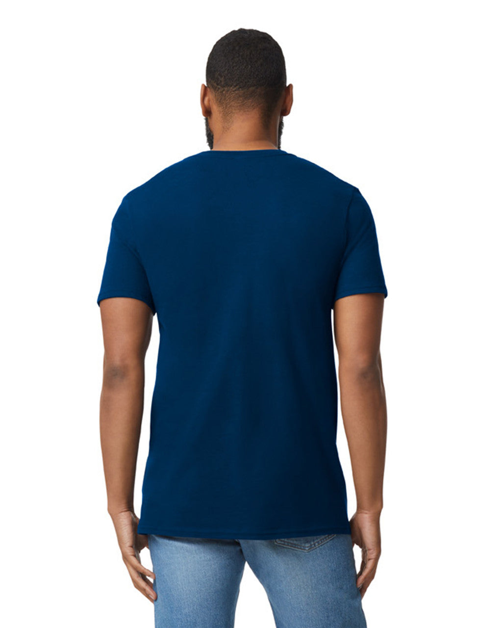 Camiseta Adulto Cuello V Ring Spun Suavizada Azul Marino Gildan Ref. 64V00