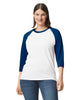 Camiseta raglan 3/4 Gris jaspe manga azul Gildan Ref. 5700