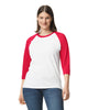 Camiseta raglan 3/4 Gris jaspe manga roja Gildan Ref. 5700