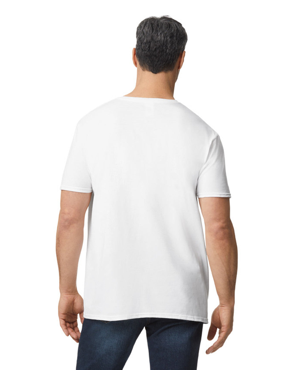 Camiseta Adulto Cuello V Ring Spun Suavizada Blanco Gildan Ref. 64V00