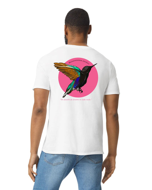 Camiseta Adulto "Aves de mi tierra" Colibrí blanco