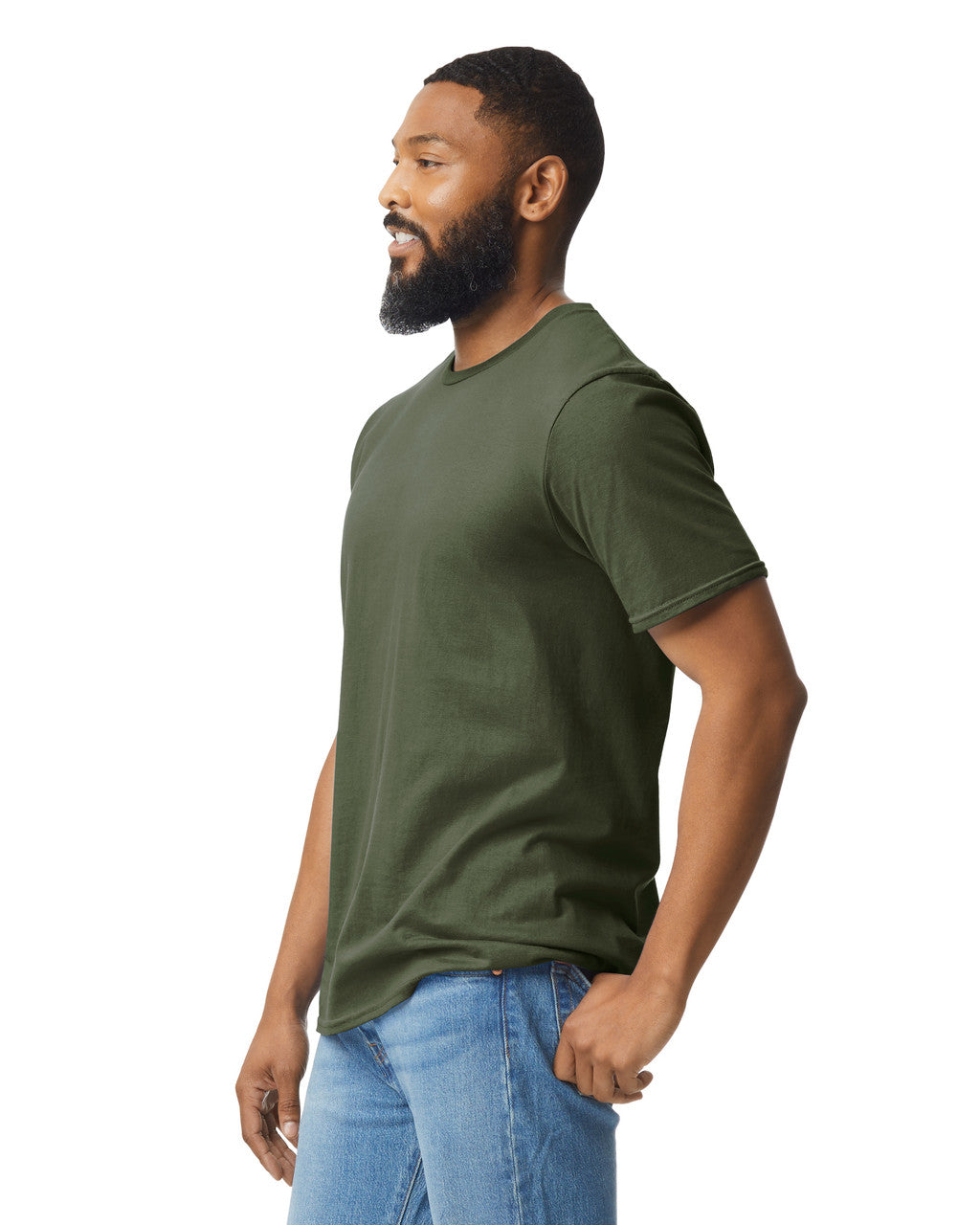 Camiseta Adulto Ring Spun Su Verde Militar Gildan Ref. 64000