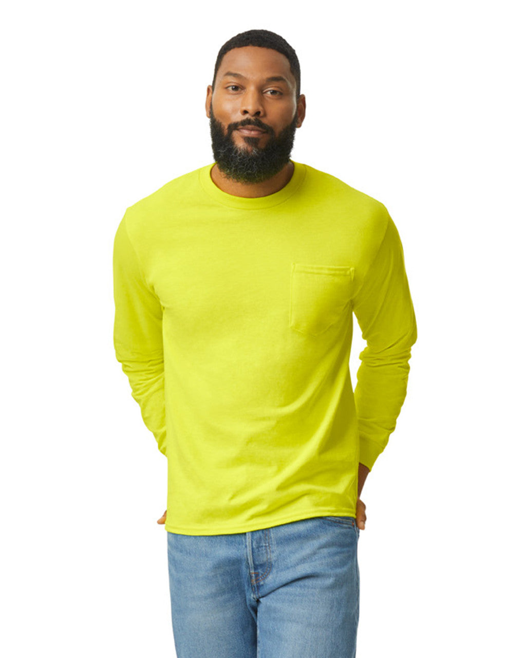  Camiseta Gildan para hombre, de manga larga, de algodón de la  mejor calidad, estilo G2400, pack de 2 unidades, L, Verde de seguridad  lanco. : Ropa, Zapatos y Joyería