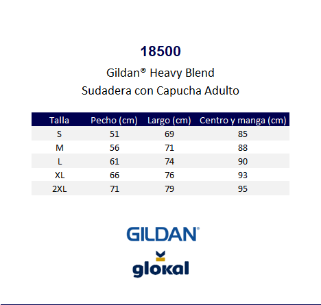 Buzo Adulto Capucha Blanco Gildan Ref. 18500