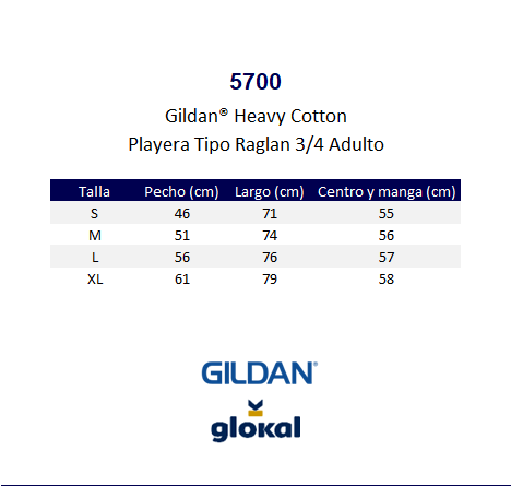Camiseta raglan 3/4 Blanco manga negra Gildan Ref. 5700